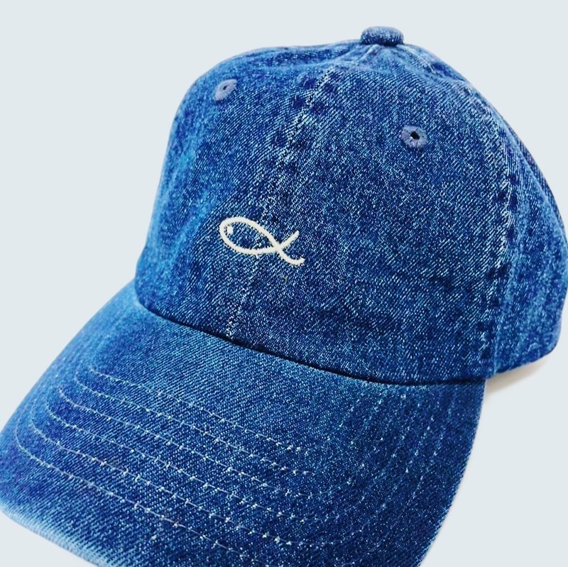 【Leap of faith】【Pre-Order Offer】Little Fish Hat - หมวก - ผ้าฝ้าย/ผ้าลินิน สีน้ำเงิน