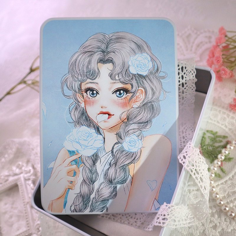 blue rose tin case - 貼紙 - 其他金屬 