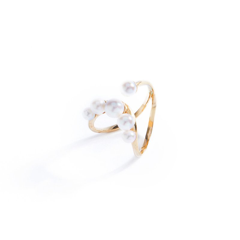 Akoya Pearl Bubble Ring 925 Silver Thick Plated 18K Gold Hoofer Pearl Ring - แหวนทั่วไป - ไข่มุก สึชมพู