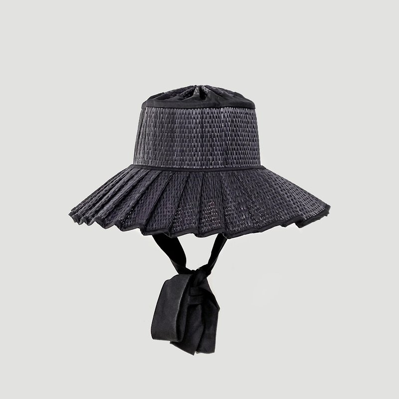 盛夏遮陽帽 | Lorna Murray | 全黑粗帶手編草帽 | Positano - 帽子 - 植物．花 黑色