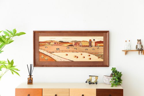 MUKU工房　工房ペッカー　寄木額絵　牧場 旭川クラフト Pecker 工房ペッカー YO 寄せ木絵 牧場 国産