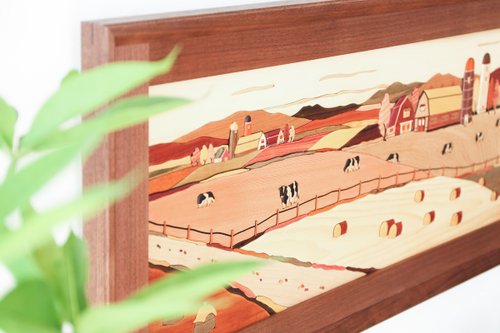 MUKU工房　工房ペッカー　寄木額絵　牧場 工房ペッカー YO 寄せ木絵 牧場 - ショップ MUKU工房 ウォール