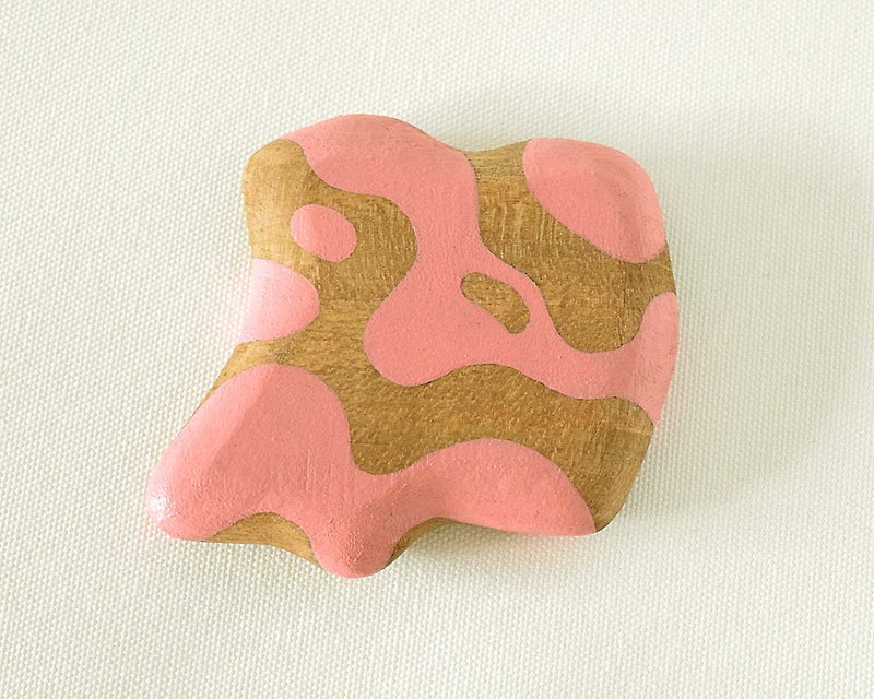 抽象的なバニティハンドミラー（ピンク）フロート - メイク道具・鏡・ブラシ - 木製 ピンク