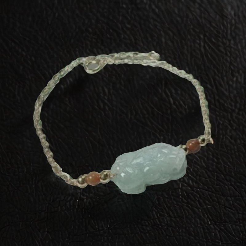 [Lucky Beast] Ice Green Jadeite Pixiu Bracelet 14K Gold Filled | Natural Burmese Jadeite A - Bracelets - Jade Transparent