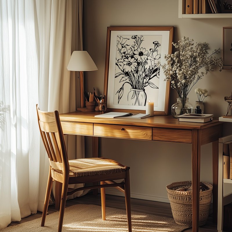 モノクロの花 / 白黒の花のイラストポスター - ポスター・絵 - 紙 