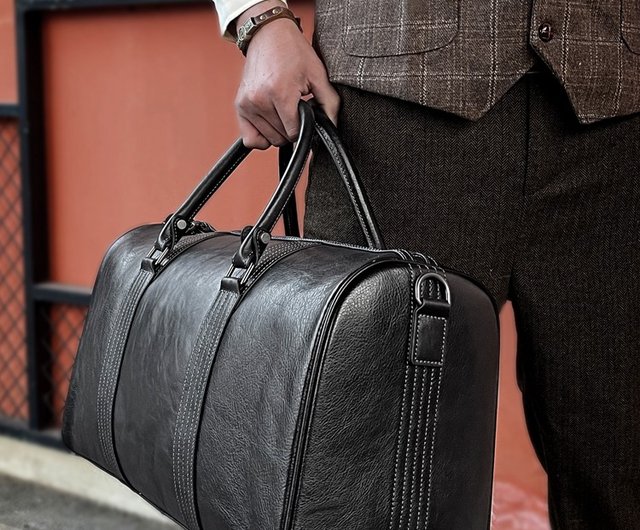 Genuine Leather Boston Bag Large Capacity Luggage Bag