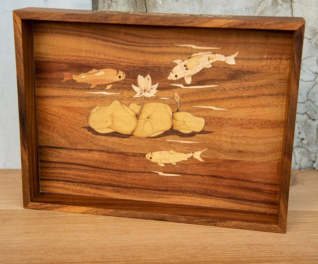 Inlaid Craft Tray-Lian Nian You Fu Jin Bandai-Acacia Wood - Shop OakCherry  Serving Trays & Cutting Boards - Pinkoi