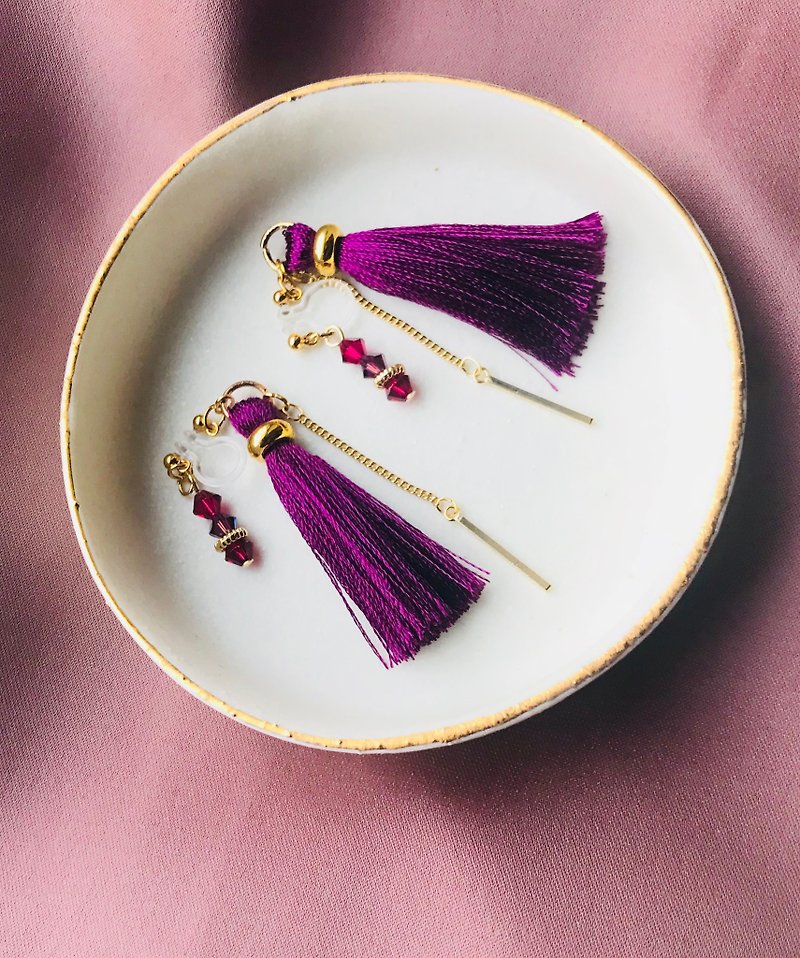 piper - Earrings & Clip-ons - Thread Purple