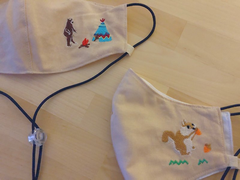 3d MASK:Bear/Squirrel-Embroidery~adjustable string - หน้ากาก - วัสดุอื่นๆ 