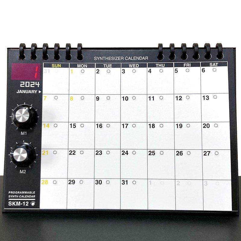 2024 Calendar Synth Calendar SKM-12 Monthly Changing Design Tabletop Magnet - ปฏิทิน - กระดาษ หลากหลายสี