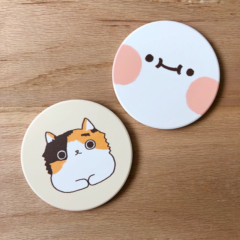 蕉星與貓貓 - 陶瓷吸水杯墊 - 杯墊 - 陶 多色