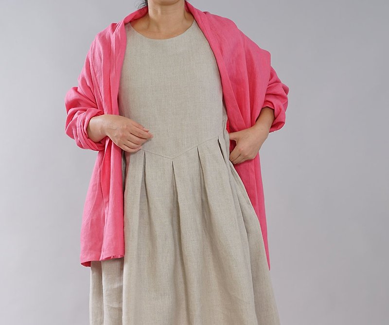 wafu - 亞麻外套 Midweight Linen Shawl Collar Cardigan / - Women's Casual & Functional Jackets - Linen Pink