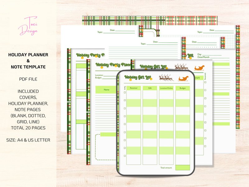 Holiday Planner and Note Template for Christmas Preparation - 其他數位商品 - 其他材質 
