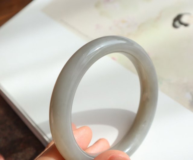 貴重！和田玉(烟紫)★内径54.8ミリバングル 12156）和田玉冰烟紫手镯（58.8mm）