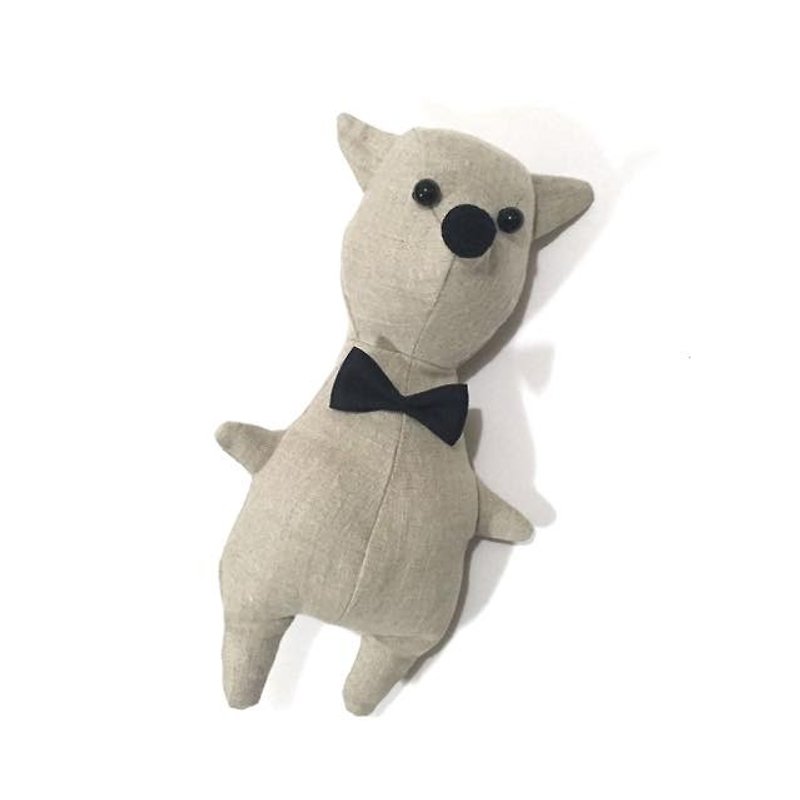 animal doll  The classic dog linen material which I made a bow tie - Kids' Toys - Cotton & Hemp Khaki