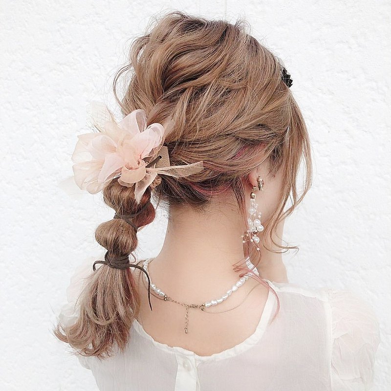 mini || party || champagne || blooming scrunchie - Hair Accessories - Polyester Gold