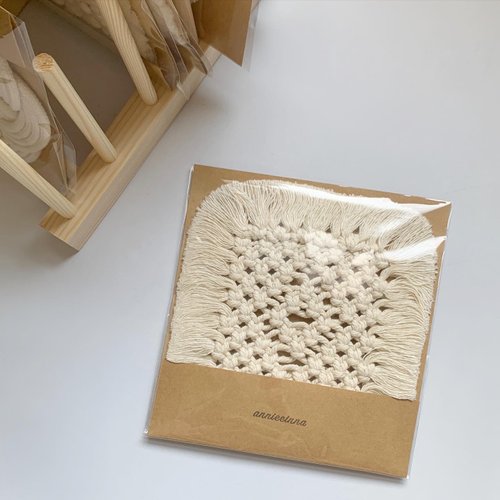 𝐚𝐧𝐧𝐢𝐞𝐞𝐢𝐧𝐧𝐚 |macrame studio Macrame 波希米亞 方形 編織 杯墊