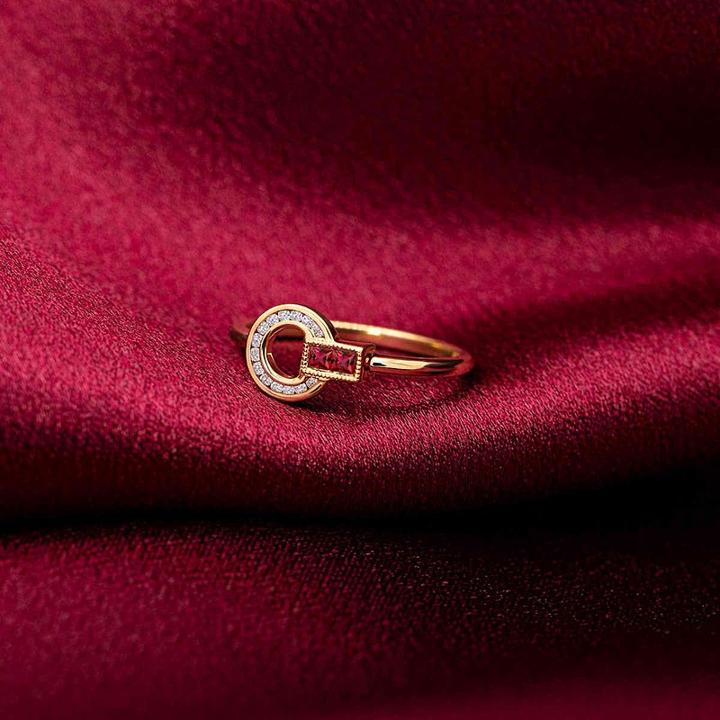 【PurpleMay Jewellery】18K金鑽石紅寶石戒指 - R196 - 戒指 - 寶石 紅色