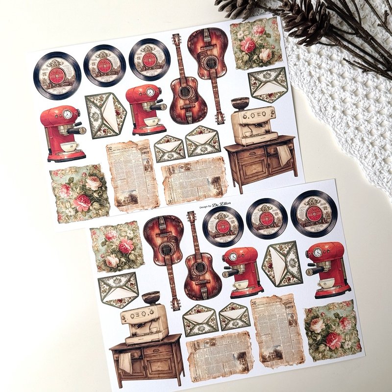 A694 - Coffee props - 貼紙 - 紙 