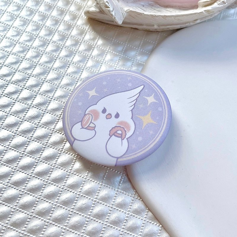 Cockatiel-Nymph Blush Fantasy Purple Matte Badge/Pin/Broch Ambird a bird - เข็มกลัด/พิน - วัสดุอื่นๆ สีม่วง