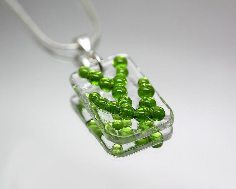 Spring necklace for women Abstract pattern Lime green glass jewelry Unique gift - สร้อยคอ - แก้ว สีเขียว