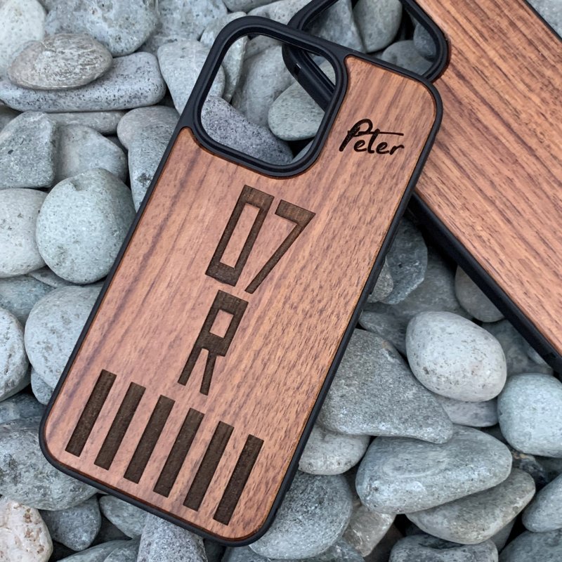 個人訂製 客製化 木製 iPhone TPU + 胡桃木電話殼 自定雕刻 禮物 - 手機殼/手機套 - 木頭 