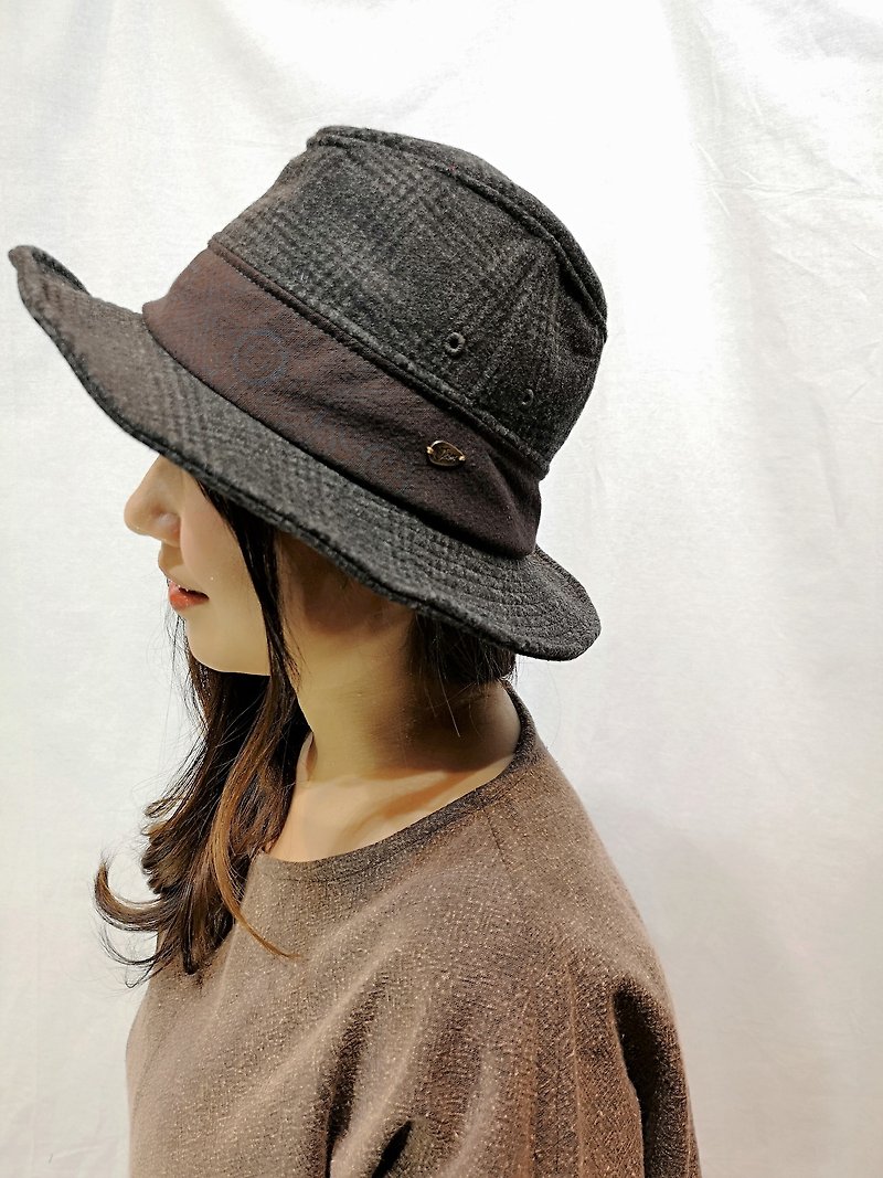 workaholic (Gray+Brown) - 帽子 - 羊毛 灰色