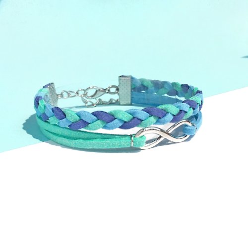 Anne Handmade Bracelets 安妮手作飾品 Infinity 永恆 手工製作 雙手環-棉花糖色系 薄荷綠+藍 限量