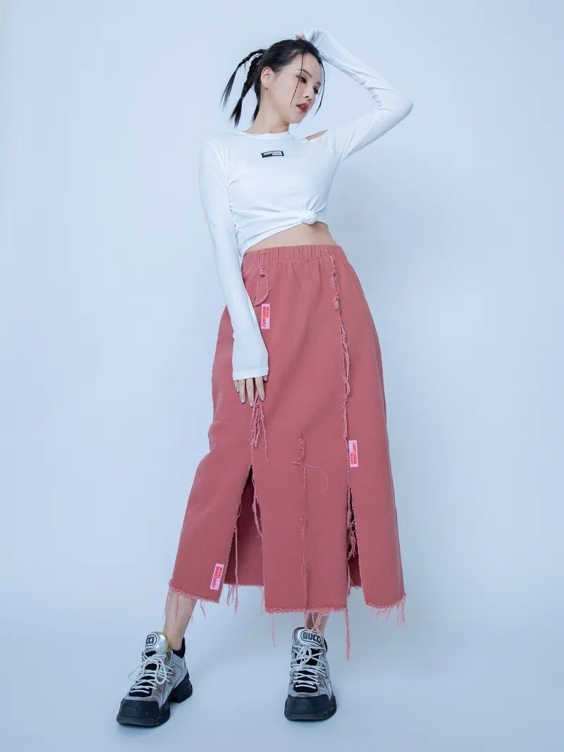 Uncut slit skirt - Skirts - Cotton & Hemp Pink