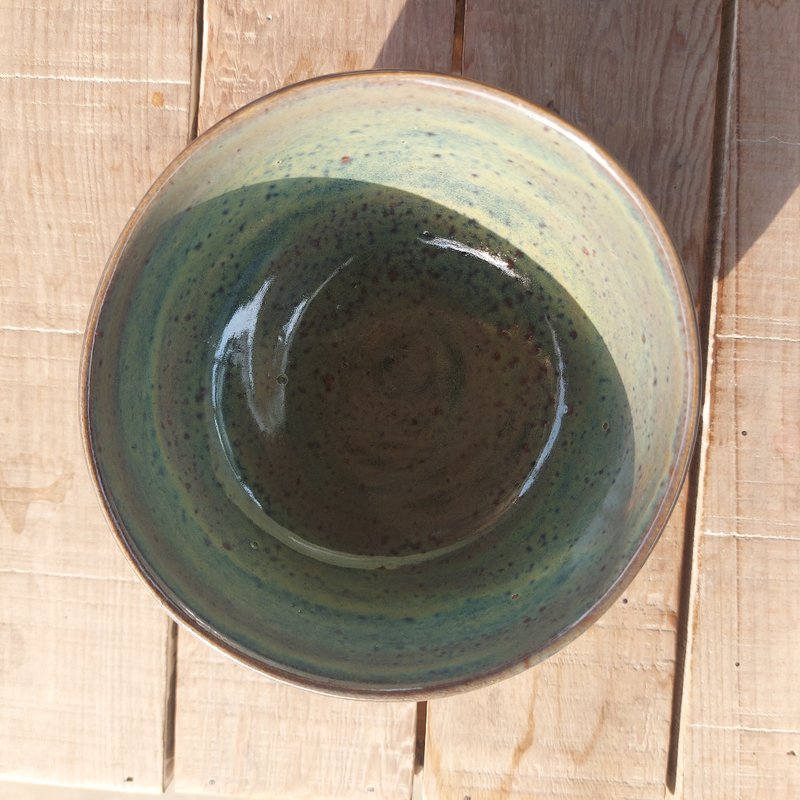 Large colorful pottery bowl with carved bottom - Bowls - Pottery Green