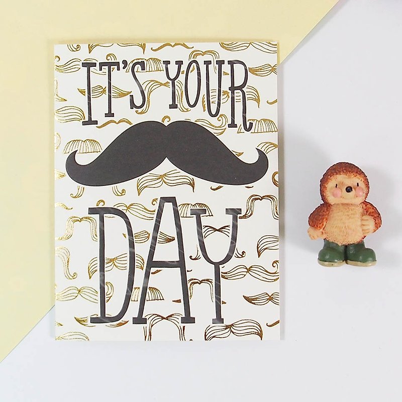 Hot stamping beard birthday card [ JP usual birthday card] - Cards & Postcards - Paper Gold