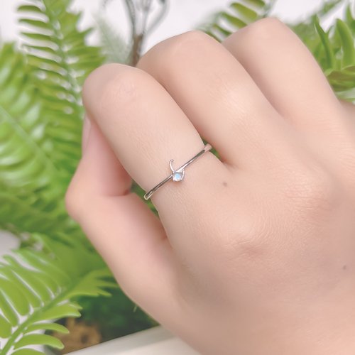 喜羊羊happy sheep jewelry 天然石925純銀英文字母戒指 L