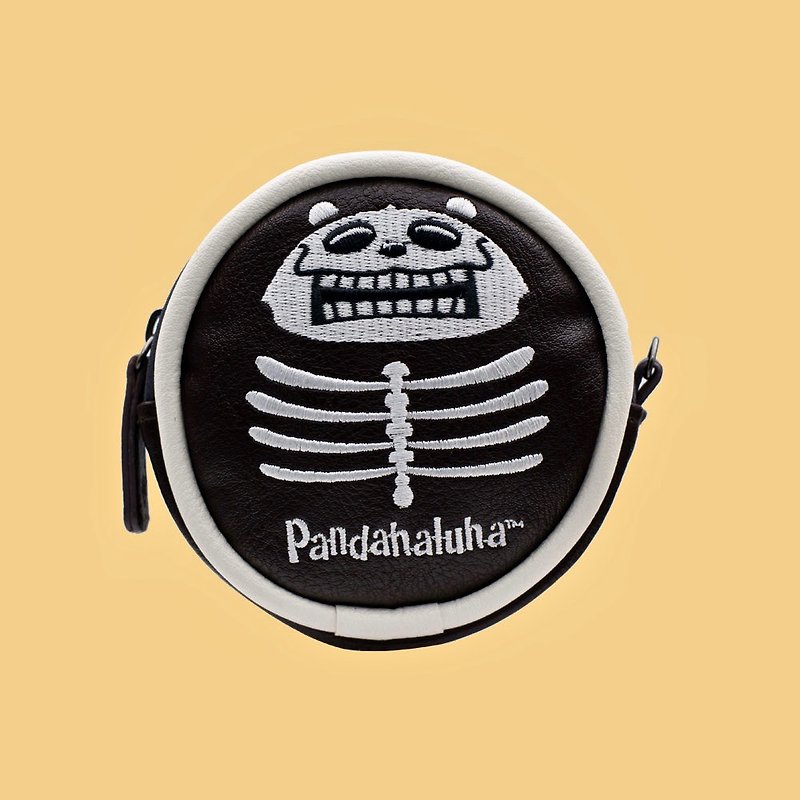 Skull Panda Coin Purse Round Coin Purse Pandahaluha Design/Gift - Coin Purses - Faux Leather Black