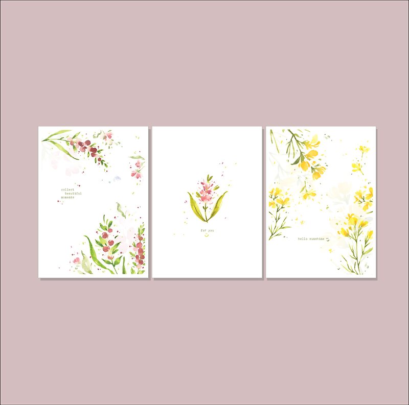 春日小花園2明信片 (3入組) - 心意卡/卡片 - 紙 黃色
