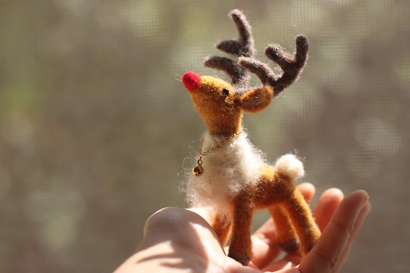 可愛迷你版 紅鼻子馴鹿魯道夫.聖誕馴鹿 訂做款 聖誕節 交換禮物  - 裝飾/擺設  - 羊毛 咖啡色