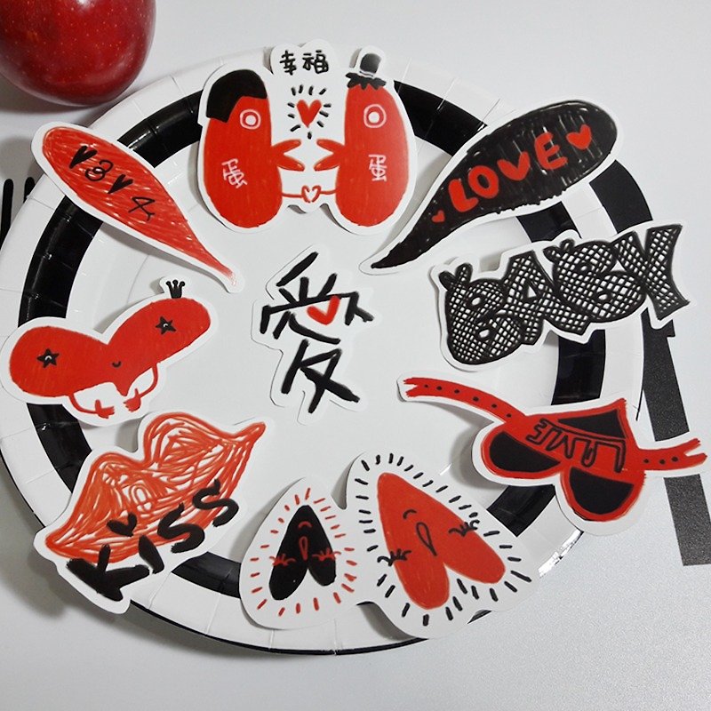 POPINGARTSHOP【LOVE ART WORDS】STICKER SET RB ❤Valentine's Day❤ STICKER DESIGN  STATIONERY  GIFT - Stickers - Paper Red