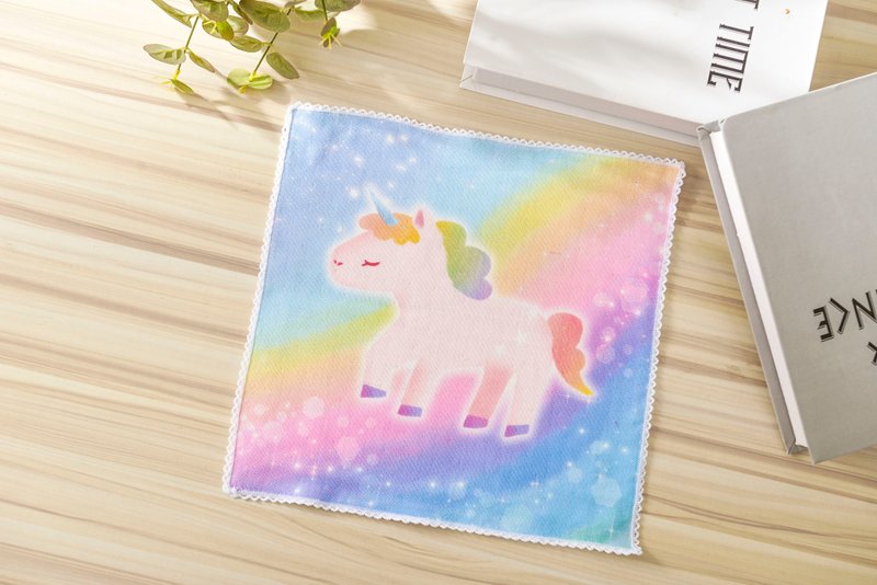 Illustrative handkerchief(Rainbow Unicorn) - ผ้าเช็ดหน้า - ผ้าฝ้าย/ผ้าลินิน หลากหลายสี