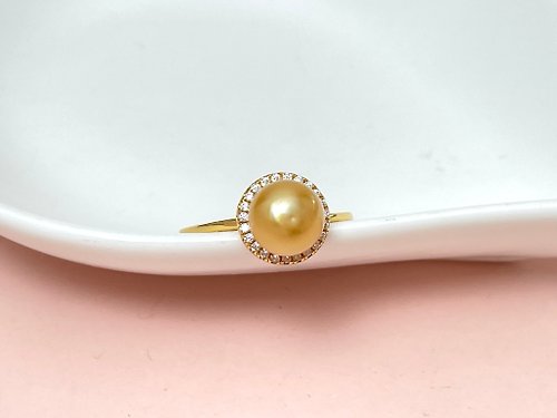 Athena珍珠設計 天然海水珍珠 南洋金珠 純銀 戒指