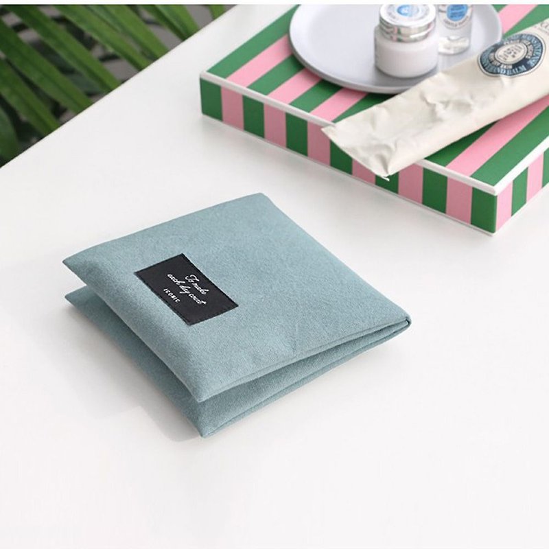 ICONIC personality girl private storage folding bag v2-素雅蓝绿, ICO51746 - ของใช้ส่วนตัวผู้หญิง - ผ้าฝ้าย/ผ้าลินิน สีน้ำเงิน