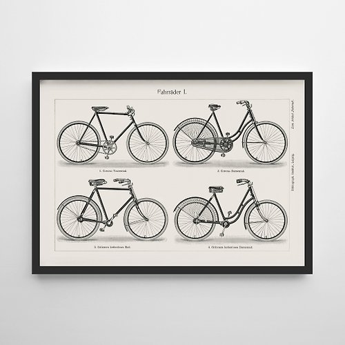 Weekend Road Trip vintage bicycle print 復古 可客製化 海報
