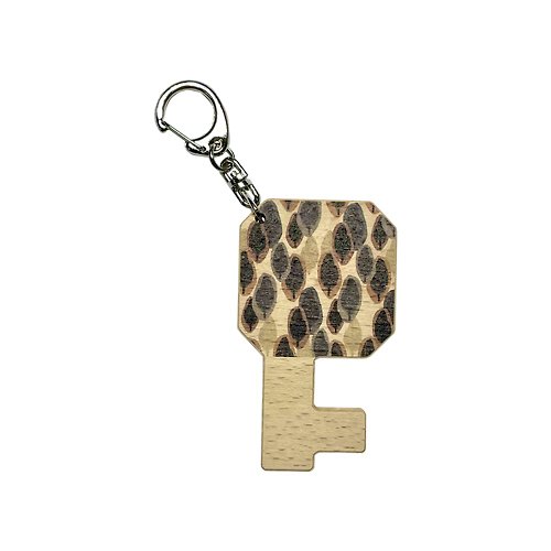 PRINT+SHAPE 木質手機架鑰匙圈 黑森林 客製化禮物 鑰匙包 手機支架 雷射雕刻