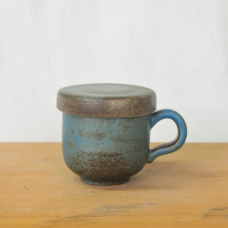 Pottery hand made mottled blue cover mug - แก้วมัค/แก้วกาแฟ - ดินเผา สีน้ำเงิน