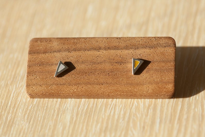 Sterling Silver Triangle Enamel Earrings-Purple Grey/Gold-A Pair/Clips Available - Earrings & Clip-ons - Enamel Purple