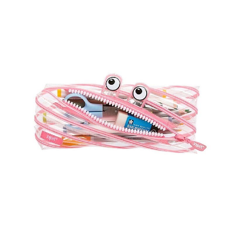 zipit怪獸透明拉鍊包 - 粉色 - 鉛筆盒/筆袋 - 聚酯纖維 透明