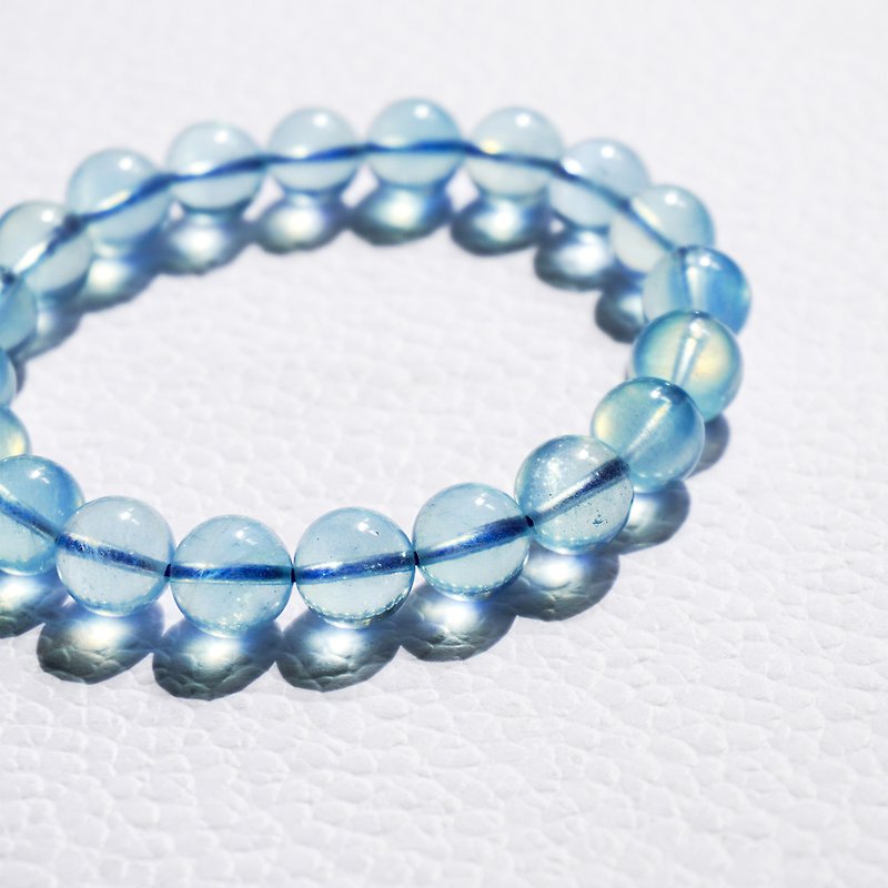 4A+ 天然 海藍寶 水晶 手鏈 - 手鍊/手環 - 水晶 藍色