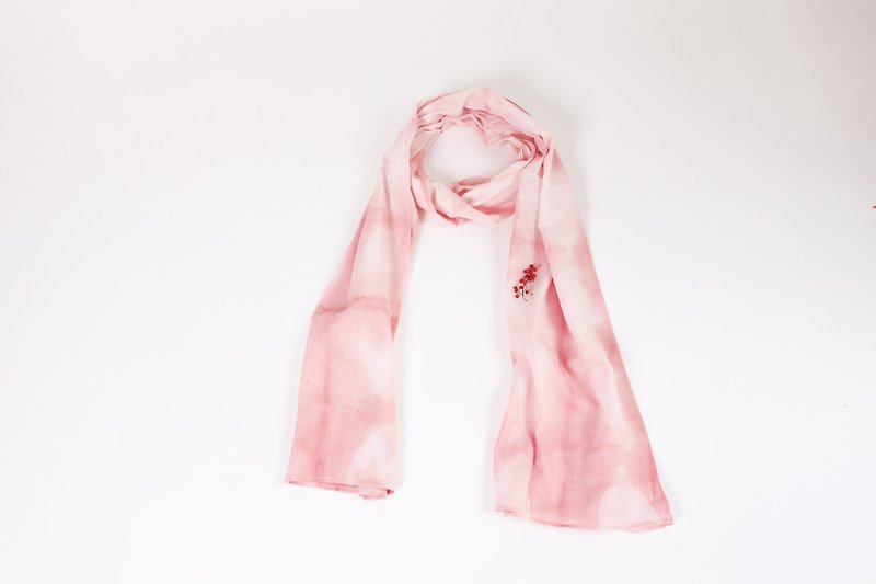 Hand-woven scarf_薄樱_Fair trade - Knit Scarves & Wraps - Cotton & Hemp Pink