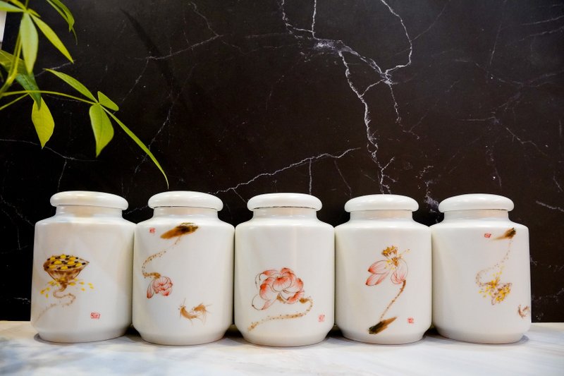 釅韻逸品【手繪玉泥白瓷茶罐組】 - 茶壺/茶杯/茶具 - 瓷 白色