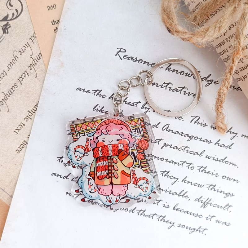 WF631幻想小羊 Fantasy Lamb / 晶透吊飾 stationery charm - 鑰匙圈/鑰匙包 - 塑膠 多色