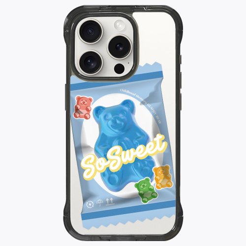 LANI's 風格防摔手機殼 小熊軟糖 藍莓口味 支架殼 磁吸透黑 iPhone 16 15 Pro Max