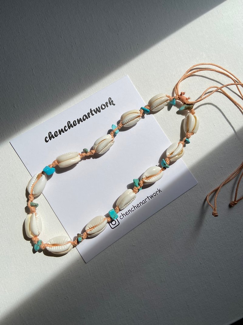 European and American Bohemian BOHO island style shell braided necklace shell necklace - สร้อยคอ - เปลือกหอย ขาว